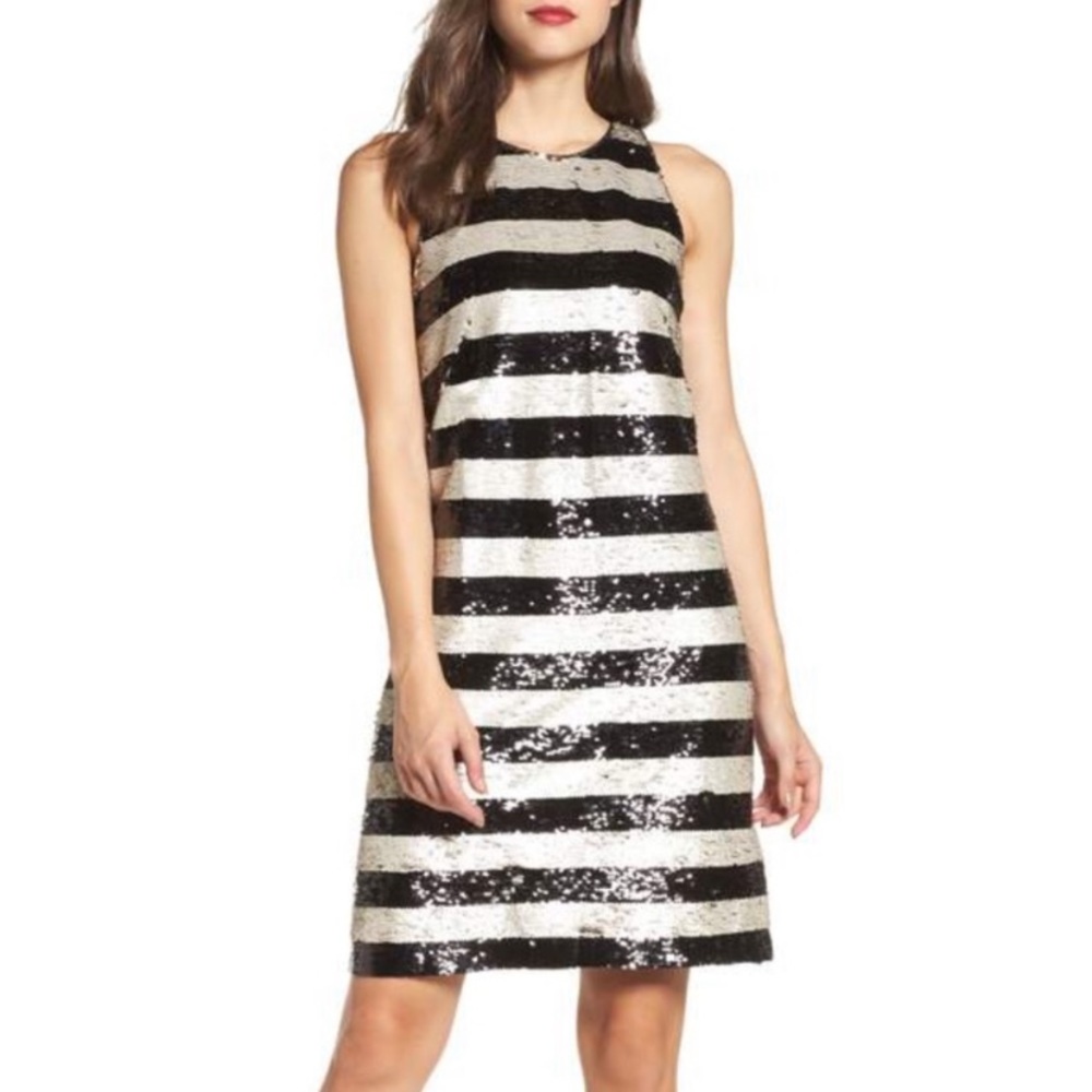 Eliza J striped sequin dress